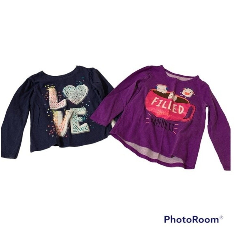Okie Dokie Garanimais Girl's Lots Of 2 Long Sleeve Graphic Print Tee Size 2T